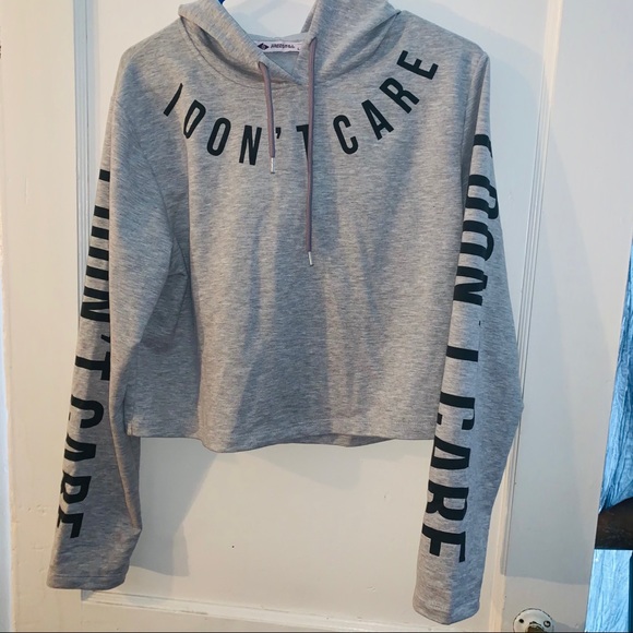 Hot Topic Sweaters - I Don’t Care Grey Hoodie